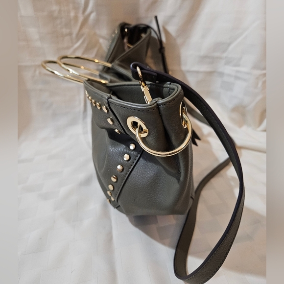 INC-International Concept Studded Army Green Leather Hobo Bag - Picture 7 of 13